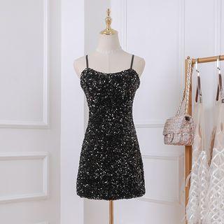 Sequined Strappy Party Dress