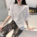 Sequined Short-sleeve T-shirt / Sequined Wide-leg Pants
