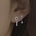 Geometric Asymmetrical Dangle Earring 1 Pair - Silver - One Size