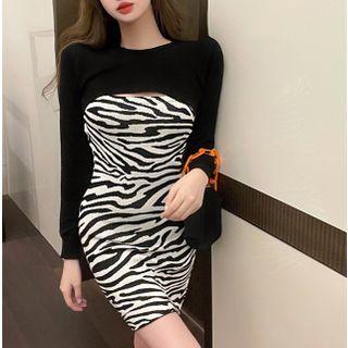 Set: Cape Top + Sleeveless Knit Mini Dress