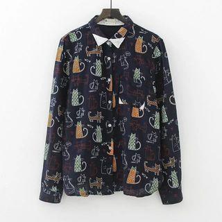 Animal Print Long-sleeve Blouse