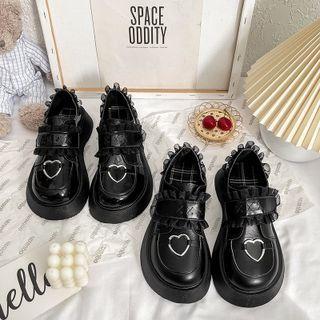 Platform Wedge Frill Trim Loafers