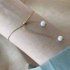 Faux Pearl Bracelet E592 - Gold & Pearl White - One Size