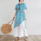 Set: Floral Short-sleeve T-shirt + Wide Leg Pants