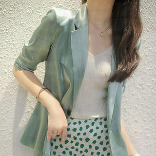 3/4-sleeve Satin Blazer