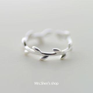 Sterling Silver Leaves Open Ring