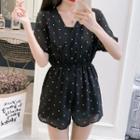 Short-sleeve Dotted Chiffon Playsuit