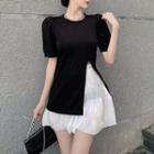 Short-sleeve Slit T-shirt / A-line Skirt