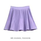 Plain Accordion Pleated Mini A-line Skirt
