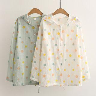 Dotted Hooded Shirt Jacket