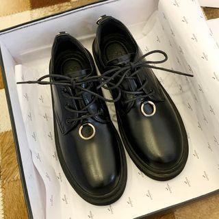Plain Faux Leather Lace-up Shoes