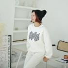 Drop-shoulder Check-print Sweatshirt