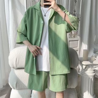 Set: 3/4-sleeve Shirt + Wide Leg Shorts