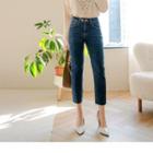 Mid Rise Tapered Cropped Jeans