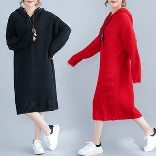 Pom Pom Hooded Knit Dress