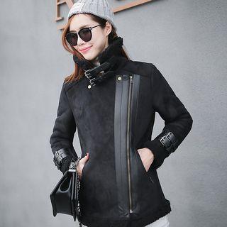 Notched-lapel Buckled Zip Jacket