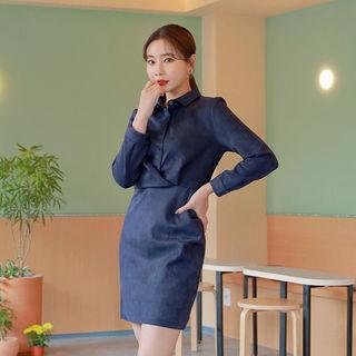 Shirtwaist Faux-suede Sheath Dress