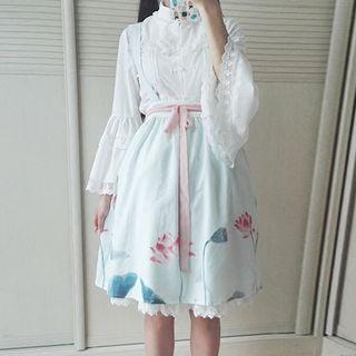 Frog-buttoned Shirt / Floral Print Jumper Dress