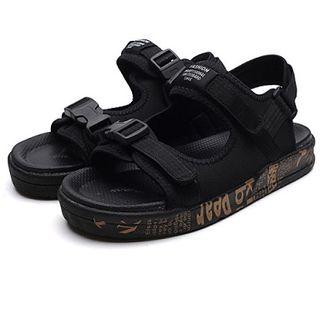 Color-block Adhesive Strap Flat Sandals