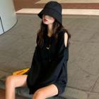 Cold Shoulder Moon-print Hoodie