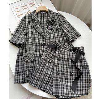 Short-sleeve Plaid Blazer / Skorts