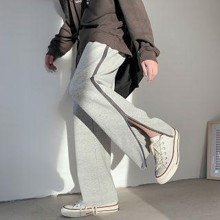 Side-zip Slit Wide-leg Pants