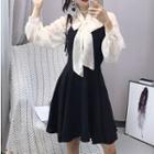 Set: Spaghetti Strap Mini Dress + Long-sleeve Top