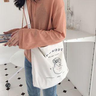 Printed Canvas Crossbody Bag As Shown In Figure - One Size
