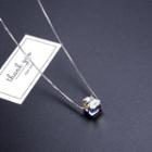 Faux Crystal Cube Pendant Necklace