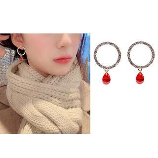 Rhinestone Drop & Hoop Earring