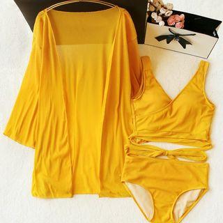 Set: Tie Waist Bikini + Plain Cover-up