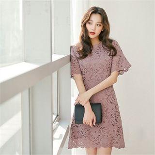 Bell-sleeve Laced A-line Dress