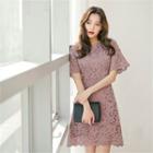 Bell-sleeve Laced A-line Dress