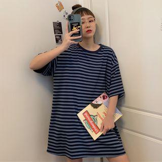 Striped Short-sleeve Round Neck T-shirt