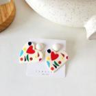 Color Block Heart Drop Earring 1 Pair - S925 Silver - White - One Size