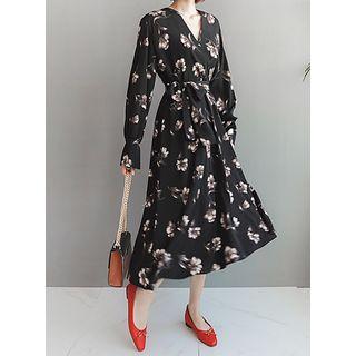 Floral Patterned Wrap-front Dress