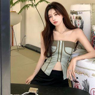 Slim-fit Zip-up Tube Top