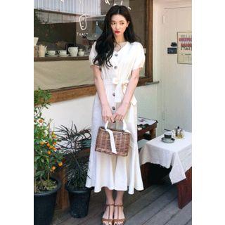Buttoned Mermaid Dress With Sash