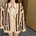 Cable Knit Cardigan / Double-breasted Blouse