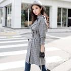 Belted Waist Plaid Trench Coat
