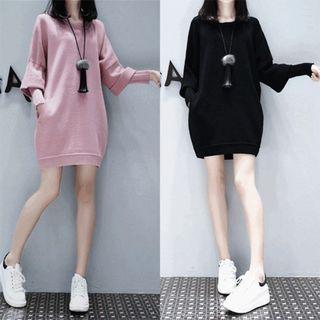 Mock Long-sleeve Mini Sweater Dress