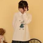 Embroidered Rabbit Long-sleeve Blouse
