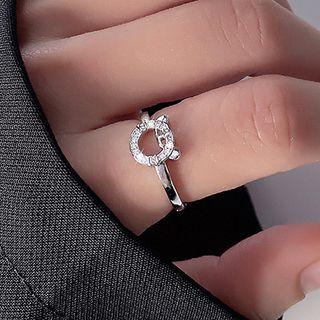 Tiger Rhinestone Alloy Ring Silver - One Size
