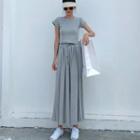 Set: Short-sleeve T-shirt + High-waist Wide-leg Pants