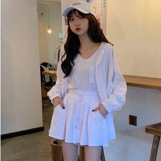 Hooded Zip Jacket / Pocket Detail Tank Top / Shorts / Set