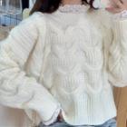 Cable Knit Sweater / Long-sleeve Lace Blouse
