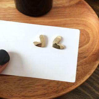 Polished Heart Alloy Earring 1 Pair - S925 Silver - Gold - One Size