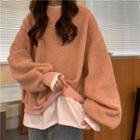 Fleece Mock Two-piece Round-neck Long-sleeve Sweatshirt