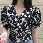 Puff Sleeve Floral Print Shirt