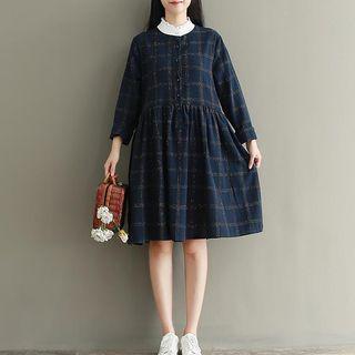 Frilled Collar Plaid A-line Dress